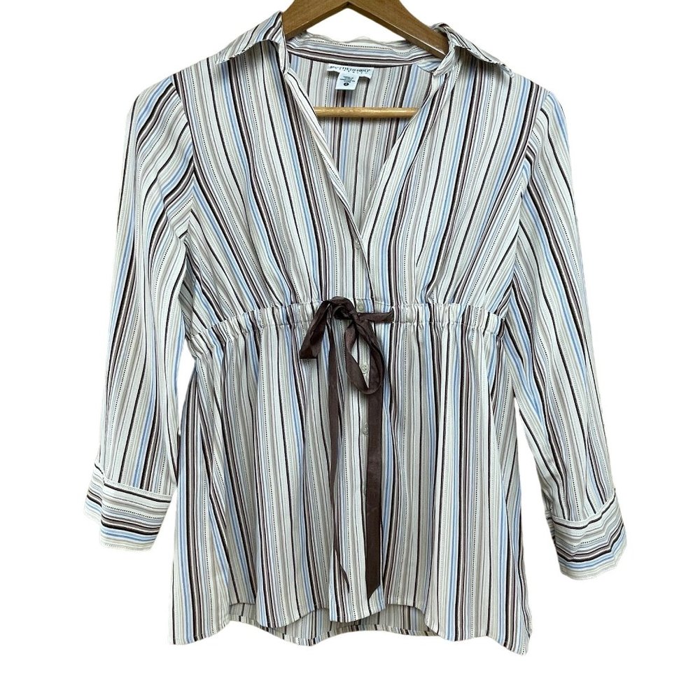 Motherhood Maternity Womens Brown Long Sleeve Maternity Shirt Blouse Size Small